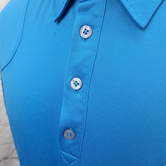 J. Lindeberg Mens Golf Polo Shirt Fieldsensor Fabric Asymmetrical Zip Blue Large - Picture 9 of 16